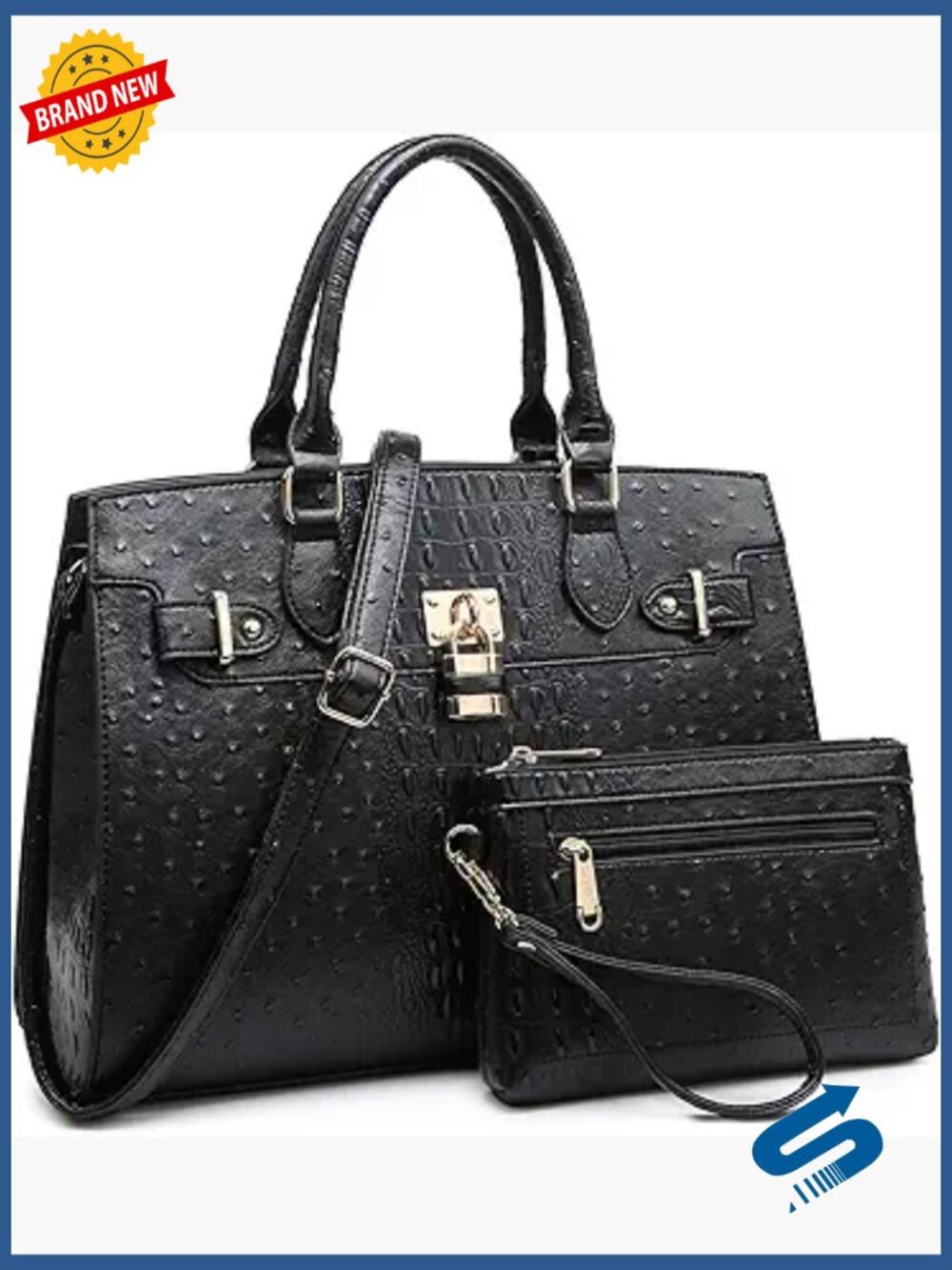 Vegan Leather Satchel Tote Set with Wallet